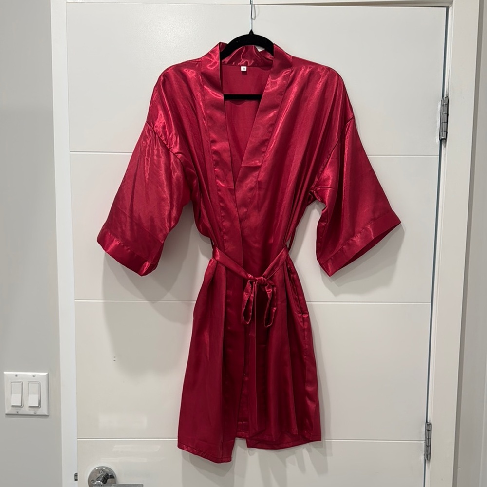 Elegant Red Satin Robe